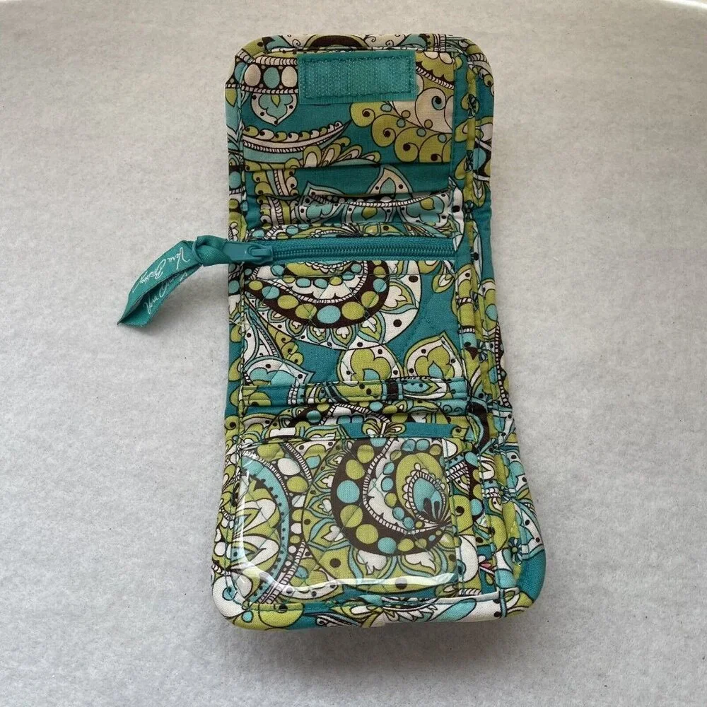 Vera Bradley Mini Trifold Wallet Peacock Turquoise Paisley Retired Pattern